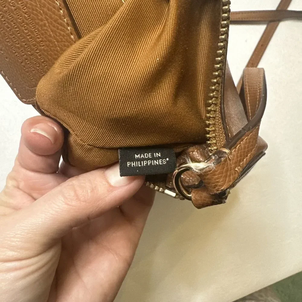 Coach Mini Rowan‎ File Pebbled Leather Crossbody Shoulder Handbag Purse Cognac